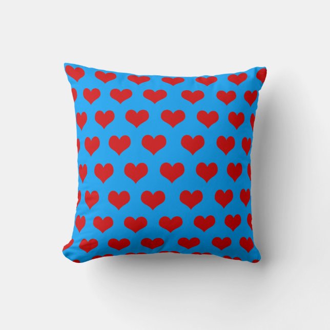 Rood Blauw Schattige Gezellig Modern Romantisch Ch Kussen (Voorkant)