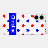Rood Blauw Sterren Patroon Witte Achtergrond Perso Case-Mate iPhone Case (Achterkant (horizontaal))