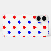 Rood Blauw Sterrenpatroon Witte Achtergrond Case-Mate iPhone Case (Achterkant (horizontaal))