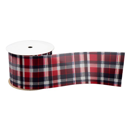 Rood Blauw Tartan Plakken Patroon Feestelijke Kers Lint (Spoel)