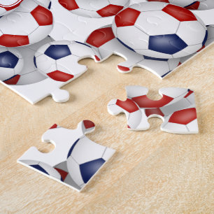 rood blauw team kleuren jongens voetbal legpuzzel