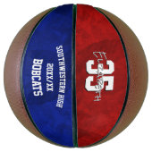 Rood blauw team naam ballers einde seizoen cadeaus basketbal (Verticaal)