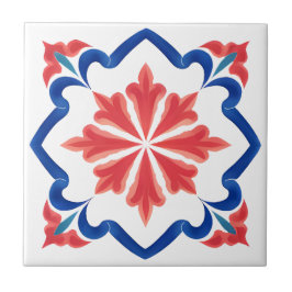 Rood & Blauw Turks Iznik Floral Tegel Art Tegeltje