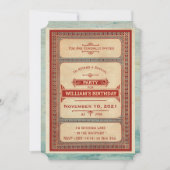 Rood Blauw Verjaardagsfeestuitnodiging Kaart (Voorkant)