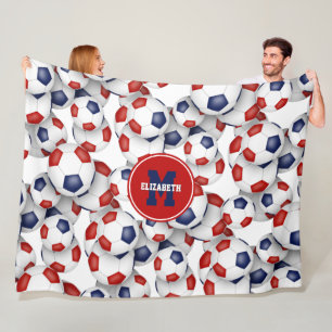 Rood Blauw voetballen Team Kleuren monogram Fleece Deken