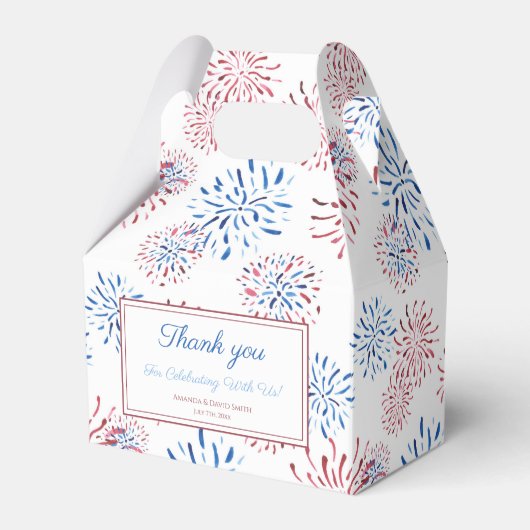 Rood Blauw Vuurwerk Firecracker 4th van Juli Feest Bedankdoosjes (Voorkant Zijde)