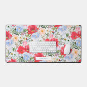Rood Blauw Waterverf Bloemen Spiraal Bureaumat (Keyboard & Muis)