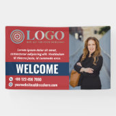 Rood Blauw Welkom Small Business Foto Logo Promo Spandoek (Horizontaal)