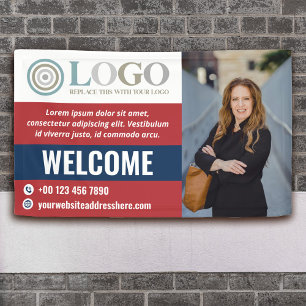 Rood Blauw Welkom Small Business Foto Logo Spandoek