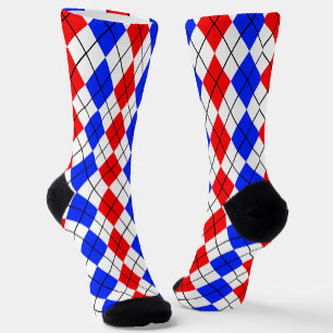 Rood Blauw Wit Argyle Diamant Patroon Ontwerp Sokken