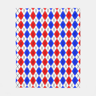 Rood Blauw Wit Argyle Schotse Plaid Ontwerp Fleece Deken