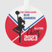 Rood Blauw Wit Cheerleading Acryl Ornament (voorkant)