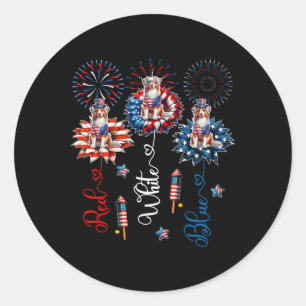 Rood Blauw Wit Drie Schattigee Australische Herder Ronde Sticker