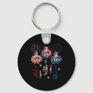 Rood Blauw Wit Drie Schattigee Australische Herder Sleutelhanger