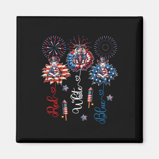 Rood Blauw Wit Drie Schattigee Geiten Op Bloemen 4 Magneet (Voorkant)