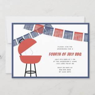 Rood Blauw & Witpartij Voorrand 4 juli barbecue Kaart