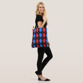 Rood Blauw Zwart Argyle Diamond Pattern Design Draagtas (Op model)