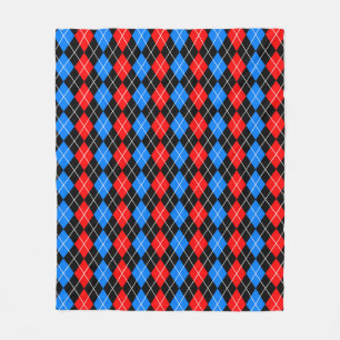 Rood Blauw Zwart Argyle Diamond Pattern Design Fleece Deken