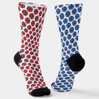 Rood Blauw Zwart Wit Voetbal Patroon Sokken