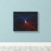 Rood blauwe cellen Fractal Art Canvas Afdruk (Insitu (Houten vloer))