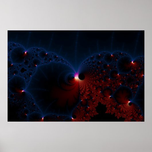 Rood blauwe cellen Fractal Art Poster (Voorkant)