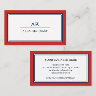 Rood Blauwe Rand Monogram Visitekaartje