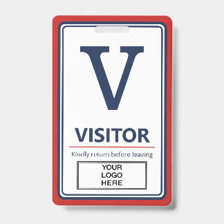 Rood Blauwe Rand Zakelijk Logo Bezoeker Badge