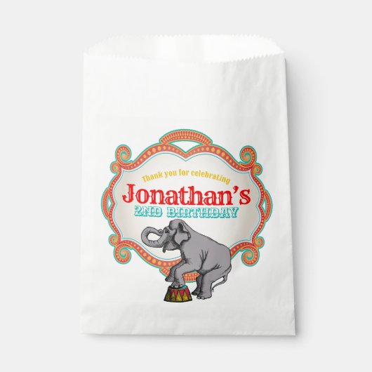 Rood Blauwgroen Blauw Circus Verjaardag Bedankzakje (Voorkant)