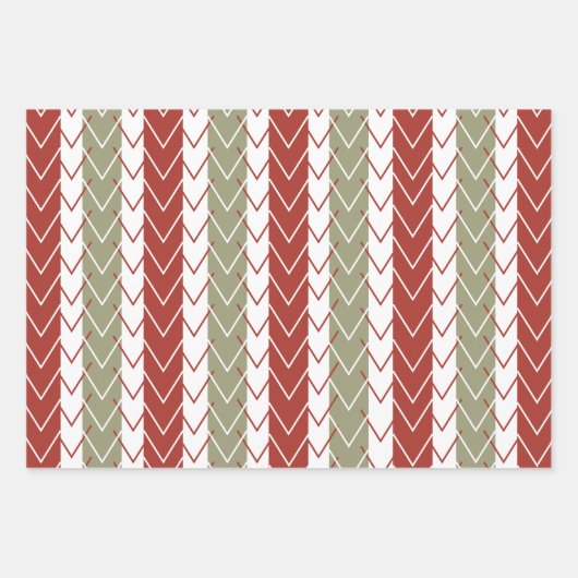 Rood Blauwgroen Chevron Streeppatroon Inpakpapier Vel (Voorkant 2)