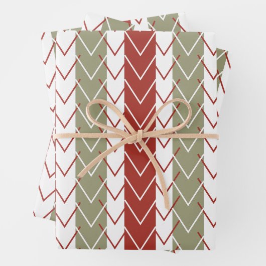 Rood Blauwgroen Chevron Streeppatroon Inpakpapier Vel (In situ)