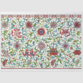 Rood, blauwgroen en paarse bloemendecoupage tissue tissuepapier