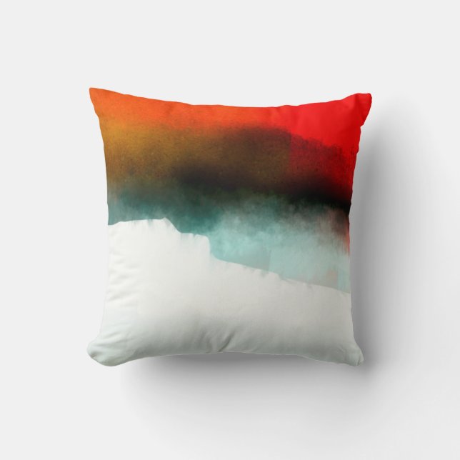 Rood, Blauwgroen en wit Abstract Sierkussen (Voorkant)