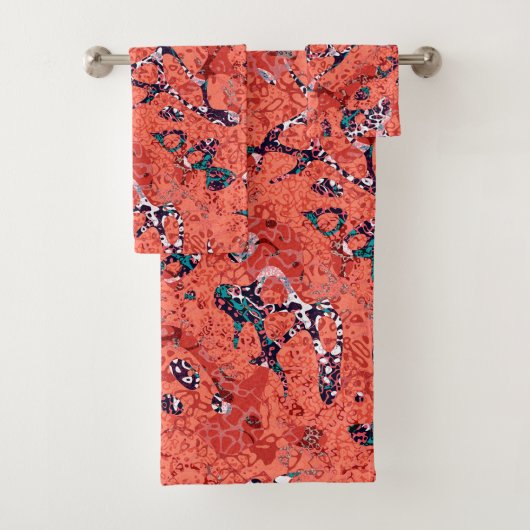 Rood Blauwgroen zwart wit gepolijst grafische afbr Bad Handdoek (Insitu)