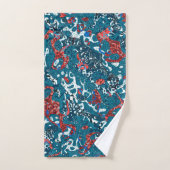 Rood Blauwgroen zwart wit gepolijst grafische afbr Bad Handdoek (Handdoek)