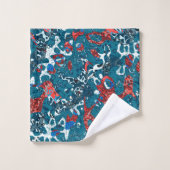 Rood Blauwgroen zwart wit gepolijst grafische afbr Bad Handdoek (Wasdoekje)