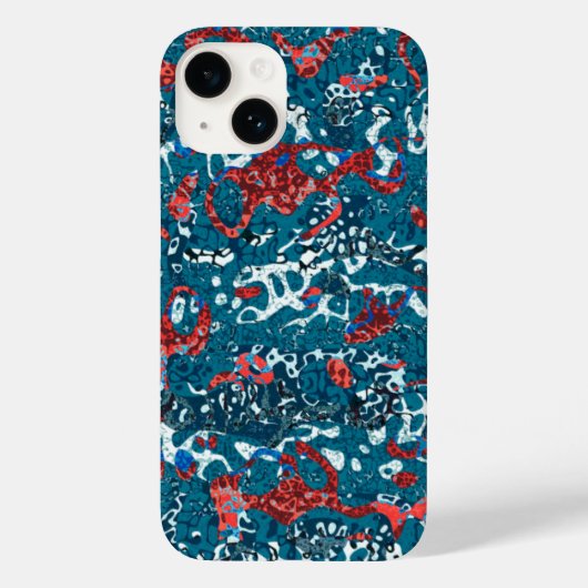 Rood Blauwgroen zwart wit gepolijst grafische afbr Case-Mate iPhone Case (Achterkant)