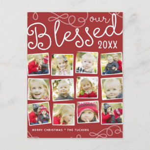 Rood-Blessed Year Review kerstfoto Collage Aankondigingskaart