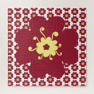 Rood Bloem Patroon Frustrerend Legpuzzel