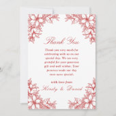 Rood  Bloemen Bruiloft Bedankkaart (Voorkant)