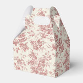 Rood Bloemen Frans Toile Canvas Party Favor Box Bedankdoosjes (Voorkant Zijde)