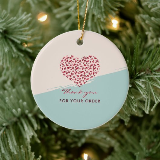 Rood Bloemen Hart Elegant Dank u Keramisch Ornament (Boom)