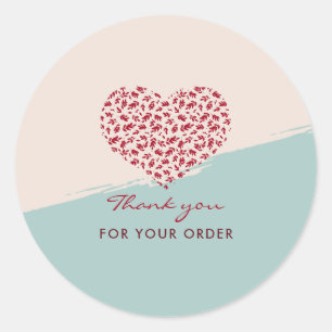 Rood Bloemen Hart Elegant Dank u Ronde Sticker