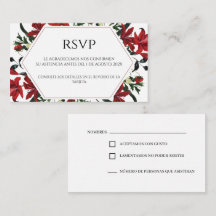 Rood Bloemen Spaans Bruiloft RSVP Kaart