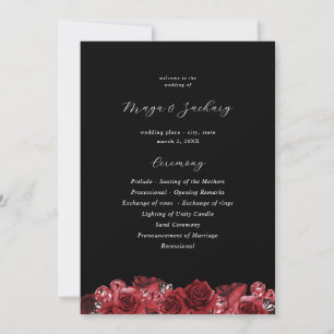 Rood Bloemen & Zwart Huwelijksceremonie Programma