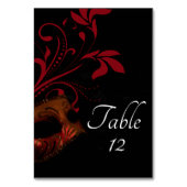 Rood Bloemenmasker Trouwtafel Kaart (Voorkant)