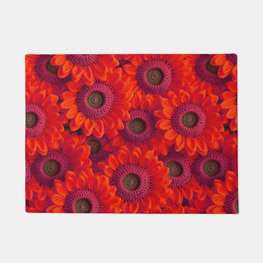  rood bloemenpatroon deurmat (Voorkant)