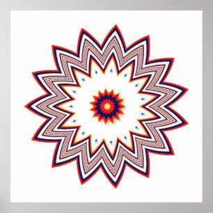 Rood bloemfractal poster