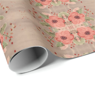 Rood Bloemig Designer Papier Gift Wrap