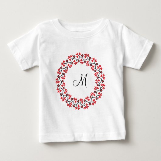 Rood bloemring Gepersonaliseerd Monogram Initiaal (Voorkant)