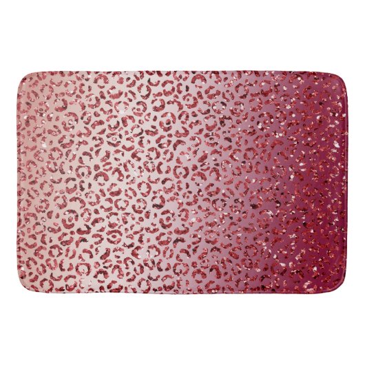 Rood Blush Roze glitter Sparkle Leopard Print Badmat (Voorkant)
